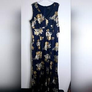 EnFocus Studio Navy blue Maxi dress with Floral design Sz 14